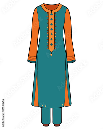 creative details Salwar kameez Vector Illustration