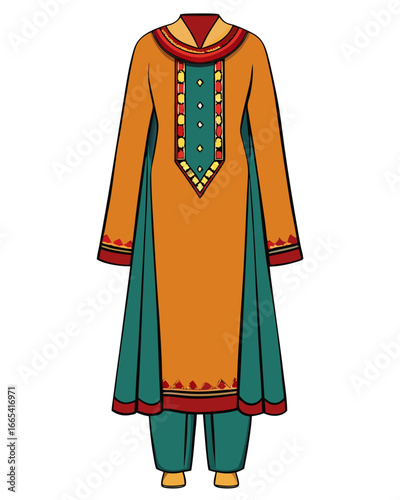 creative details Salwar kameez Vector Illustration