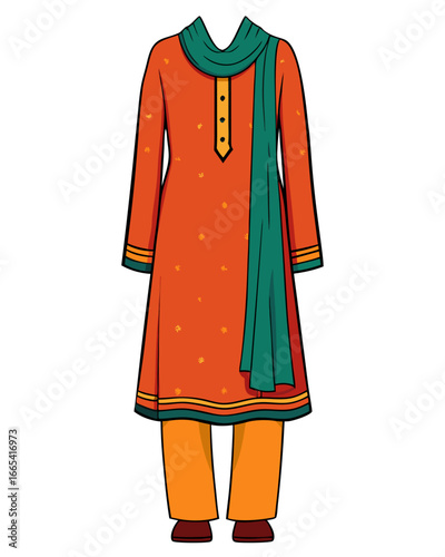 creative details Salwar kameez Vector Illustration