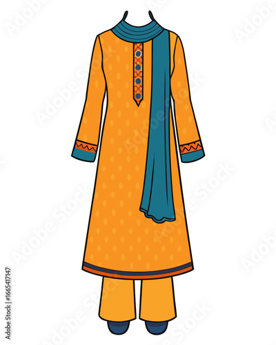 creative details Salwar kameez Vector Illustration