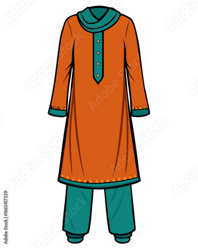 creative details Salwar kameez Vector Illustration