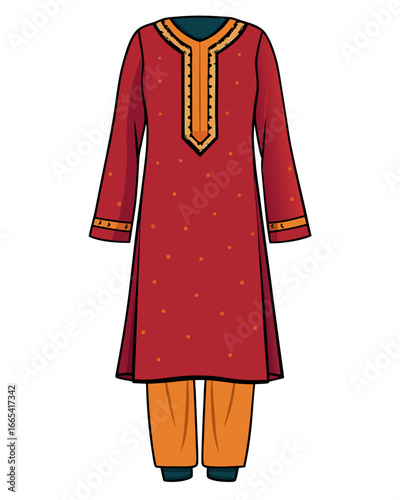 creative details Salwar kameez Vector Illustration