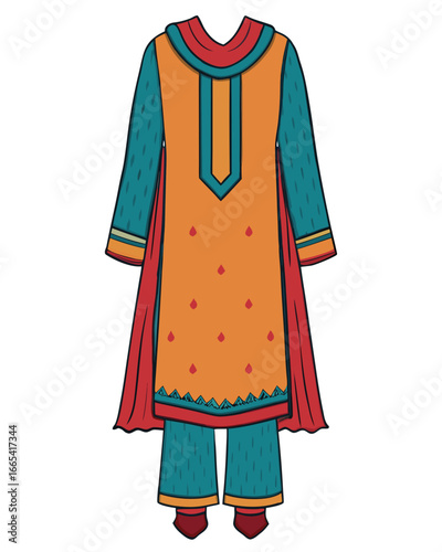 creative details Salwar kameez Vector Illustration