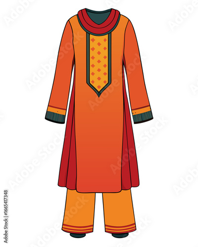 creative details Salwar kameez Vector Illustration