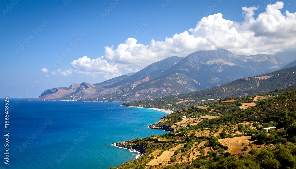 Obraz premium Coastal mountain landscape on a sunny day