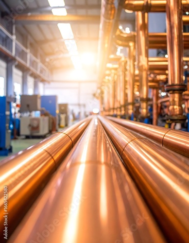 Copper pipes in a factory