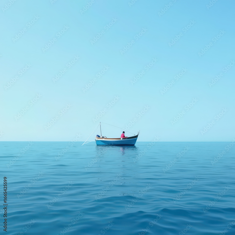 Naklejka premium fishing boat in the sea