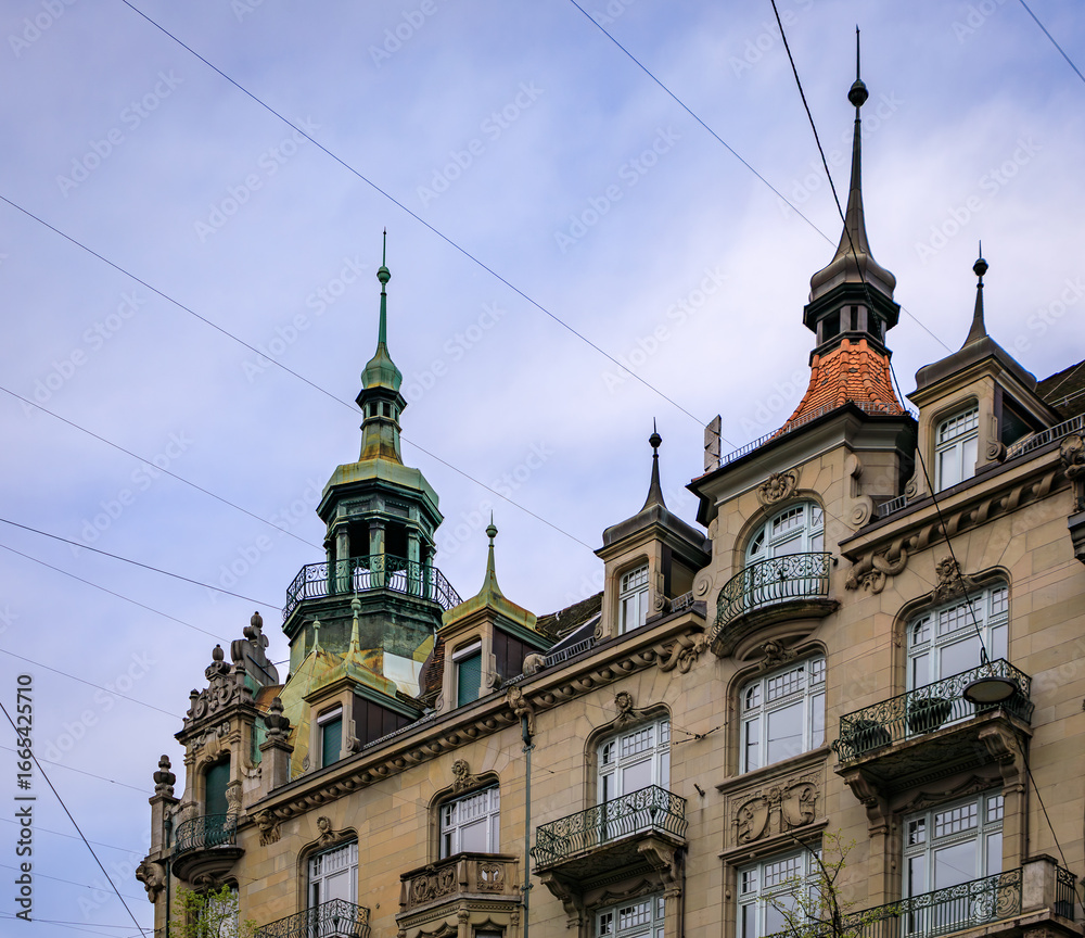 Obraz premium Ornate neo-baroque historic building in the city center of Zurich, Switzerland