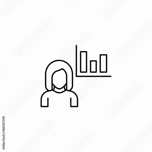 female customer bar chart icon sign vector