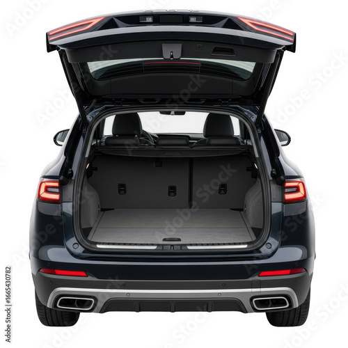 Car trunk open rear view isolated on transparent background