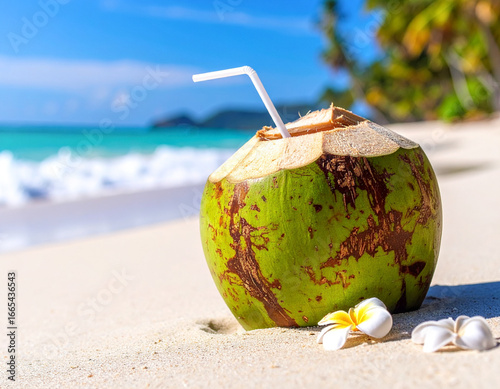 coconut cocktail on the beach