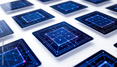 Patterns of technology in modern digital interface design using geometric shapes