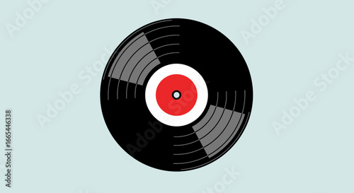 Flat Design Vinyl Record with Red Center.
