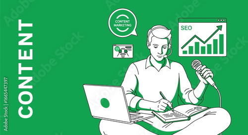 Content marketing professional creating content and optimizing for seo