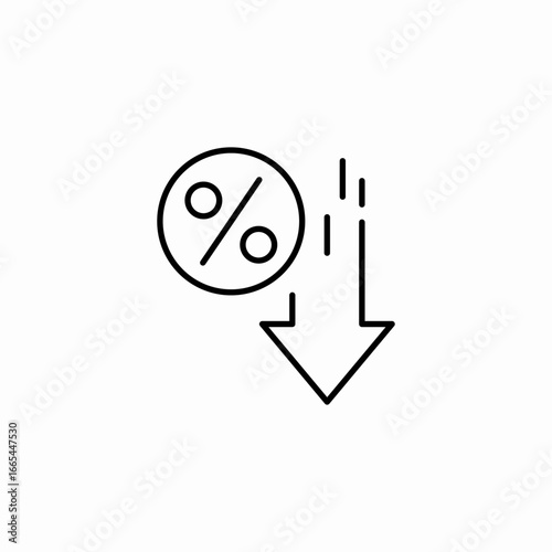 high percentage downwards icon sign vector
