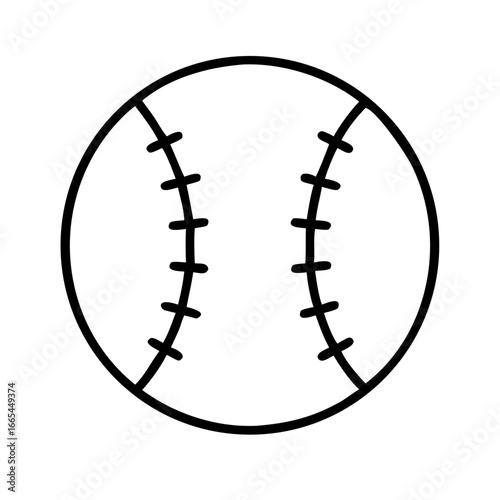Minimalist Baseball Outline with Classic Stitching Arcs
