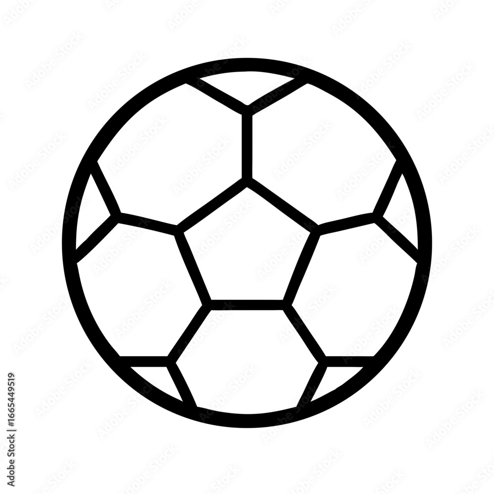 Fototapeta premium Outline Soccer Ball with Pentagon Pattern Isolated 