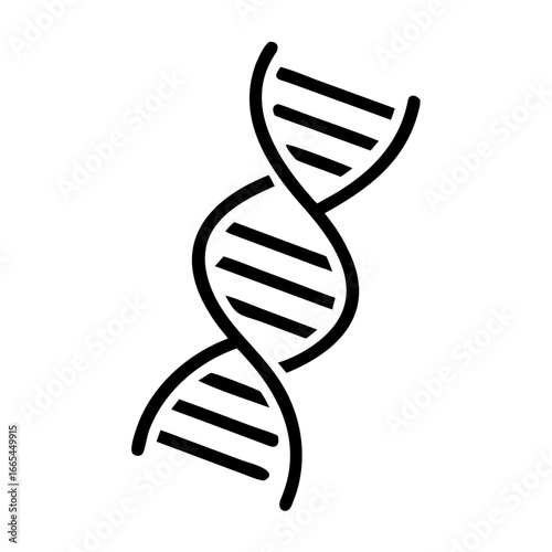 Minimalist black outline DNA helix structure isolated
