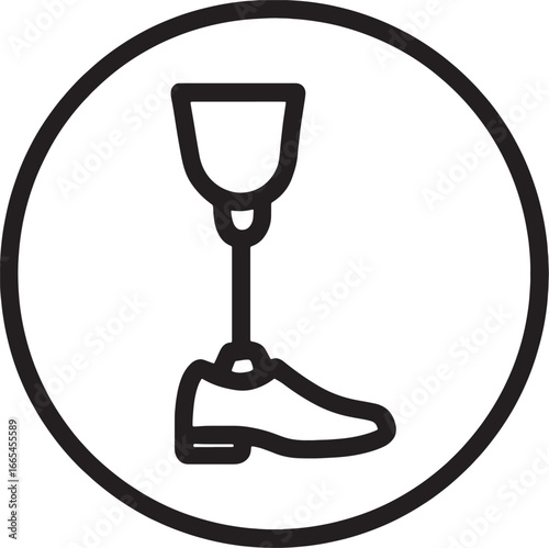 Prosthetic Leg Icon - Minimal Bionic Limb Symbol for Mobility and Innovation
