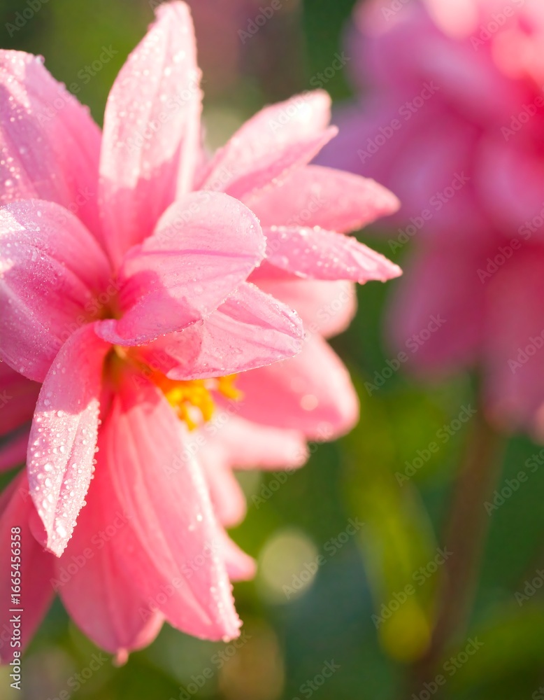 Fototapeta premium Close-up of delicate pink dahlia blossoms