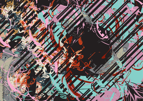 Chaotic floral-butterfly motifs for interior solutions or fabrics. Colorful tropical backdrop for fashion trends, business concepts, covers, cards, textiles, tiles, prints, wallpapers, dynamic posters