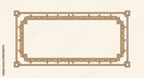 An ornate rectangular frame with intricate blue scrolling patterns on a pale yellow background.