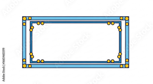 Double-bordered rectangular frame with yellow dots.