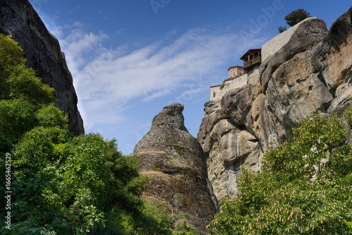 Meteora, Greece beautiful rock formations with monasteries as seen from below