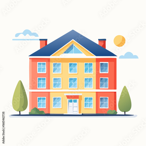 Colorful Residential Building Illustration