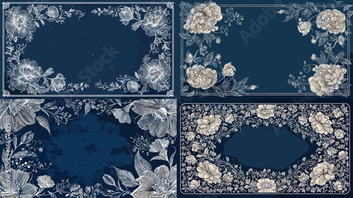 Elegant vintage floral frame illustration with detailed flowers and ornate decorations, perfect for invitations, greeting cards, and decorative backgrounds.