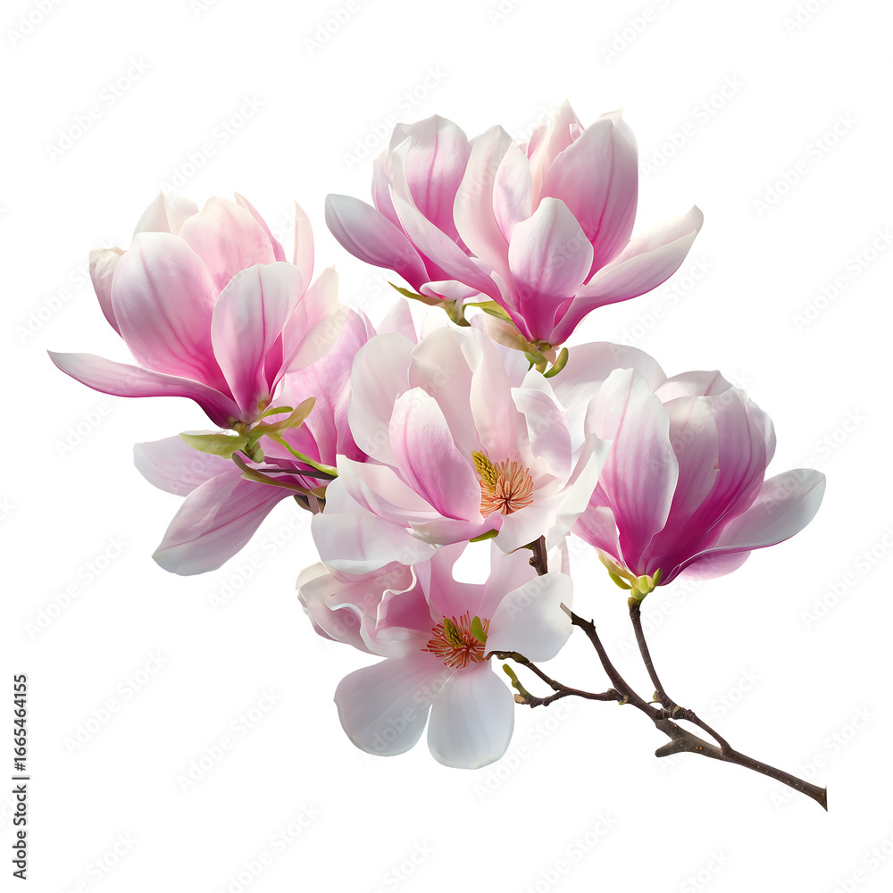 Fototapeta premium Stunning Pink Magnolia Blossoms on Black Background High-Resolution Floral Photography