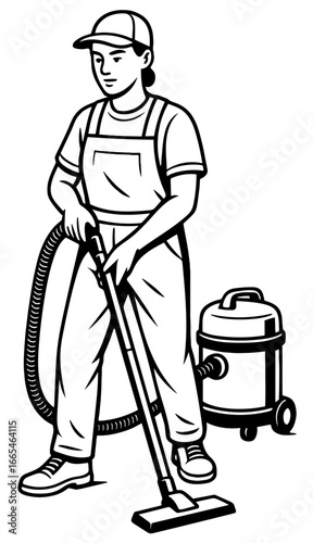 Person using a vacuum cleaner in a clean indoor environment