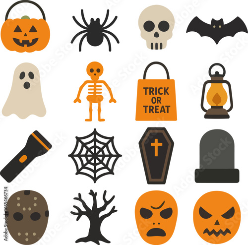 Spooky Symbols: A collection of iconic Halloween symbols, perfectly rendered in graphic resources that capture the eerie charm of All Hallows' Eve.