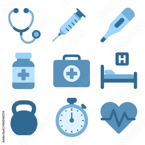 Medical Icons: A curated collection of medical icons, designed to capture the essence of healthcare, from medical tools to wellness indicators