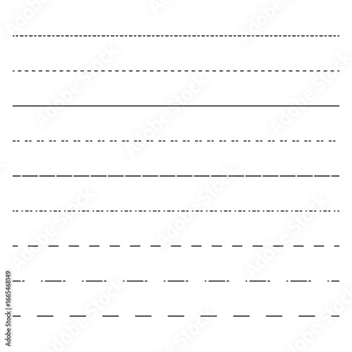 Dotted line dividers. Horizontal border elements. Simple graphic Vector. Monochrome geometric pattern.