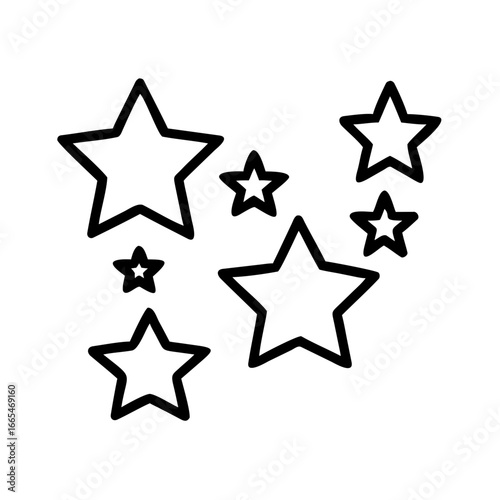 Nice symmetrical stars in a minimalist style on transparent background, vector, icon 