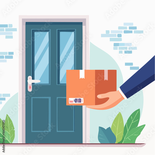 Delivery Man Handing Over Package At Door