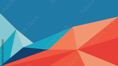 Geometric Abstract Background With Blue Orange And Teal Triangles pattern