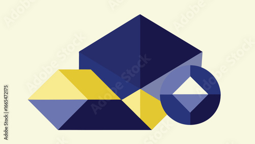 Geometric Abstract Composition with Blue Yellow and Purple Shapes vector illustration