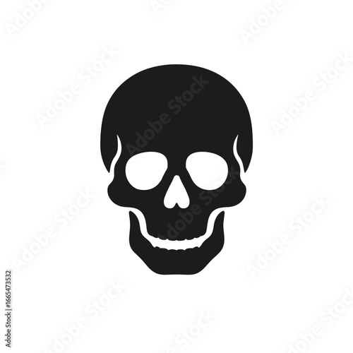 Black skull icon with clean silhouette and simple teeth details
