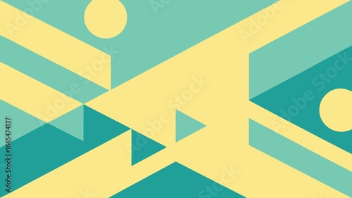 Geometric Abstract Pattern With Teal Yellow and Light Beige Shapes background
