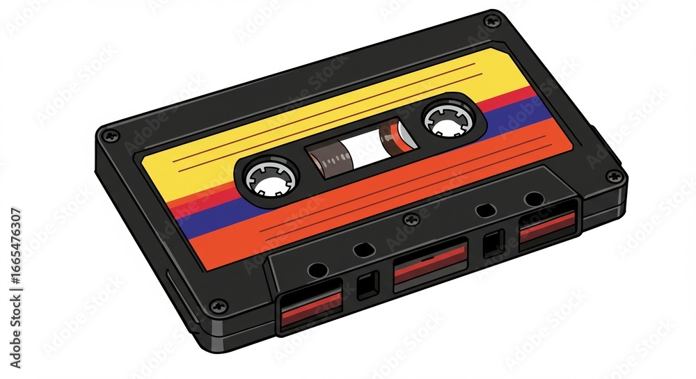 Naklejka premium A cassette cassette with the flag of colombia showing vector illustration of a retro cassette tape, white background