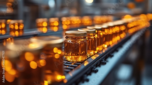 Wallpaper Mural Honey jars conveyor belt factory production line Torontodigital.ca