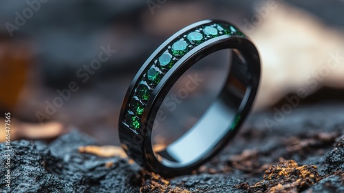 Black Emerald Ring, Dark Background, Jewelry Photography, Product Shot