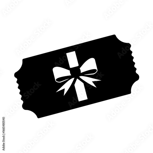 Black gift voucher icon isolated in a white background with transparency
