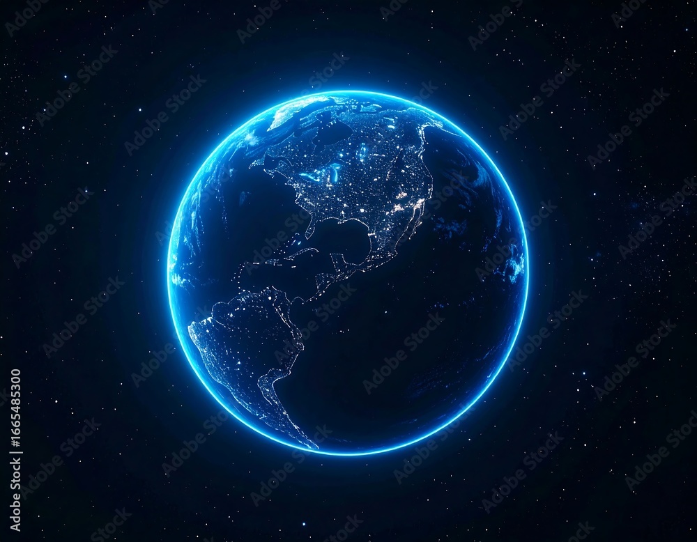 Fototapeta premium Earth at night, space view