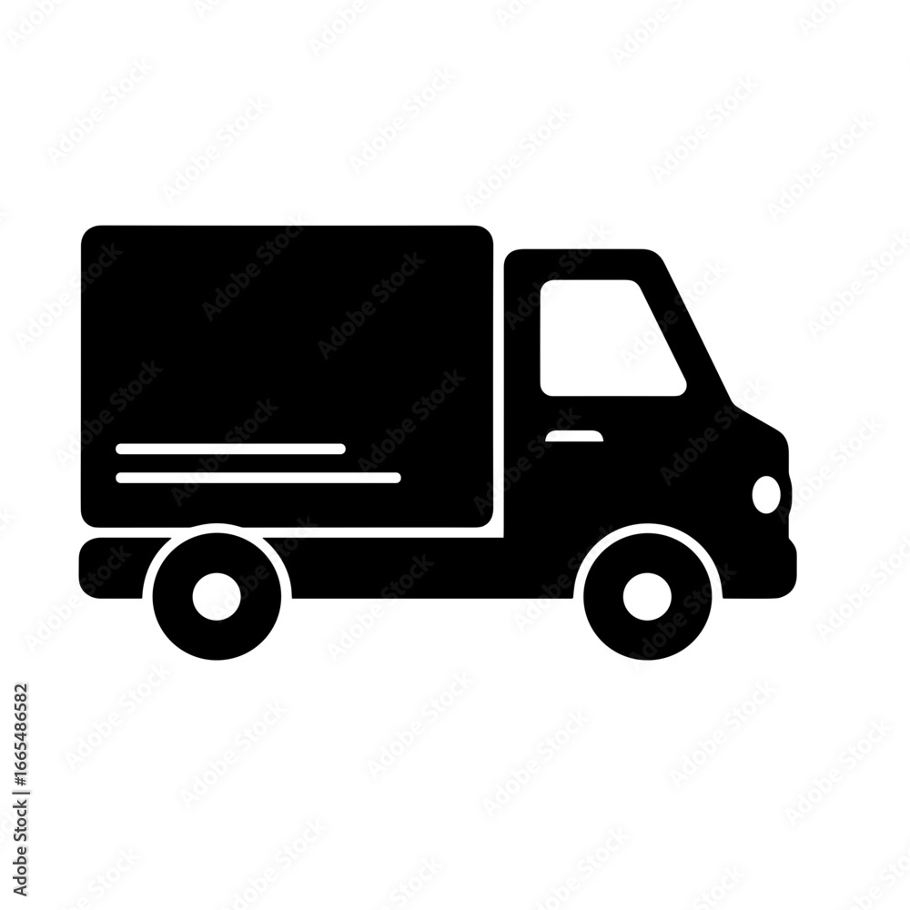 Black truck icon isolated in a white background with transparency
Black truck icon isolated in a white background with transparency