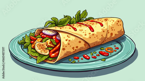 Delicious paneer tikka wraps with vibrant green chutney, a flavorful and satisfying Indian street food delight ready to enjoy anytime