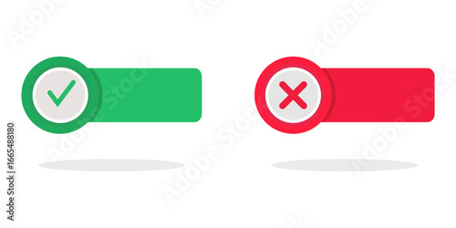 Illustration of acceptance and rejection signs in distinct colors and clear symbolism on a white background
