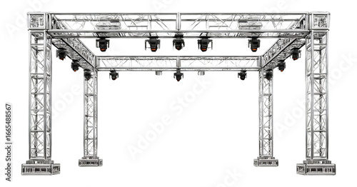 Detailed Isolated Clipart of a Stage Framework with Lights on Transparent Background